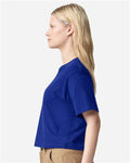 American Apparel 102 Women's Fine Jersey Boxy Tee - Lapis - model side