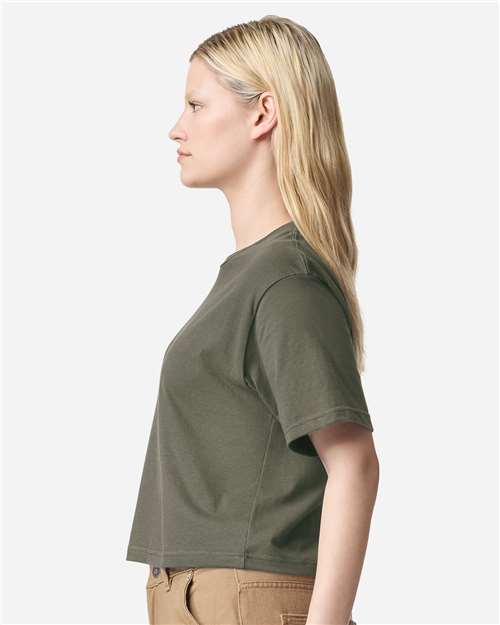 American Apparel 102 Women's Fine Jersey Boxy Tee - Lieutenant - model side