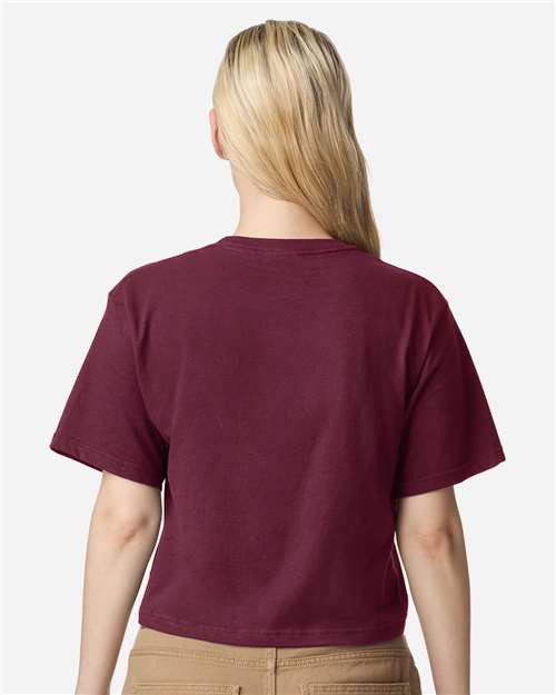 American Apparel 102 Women's Fine Jersey Boxy Tee - Burgundy - model back