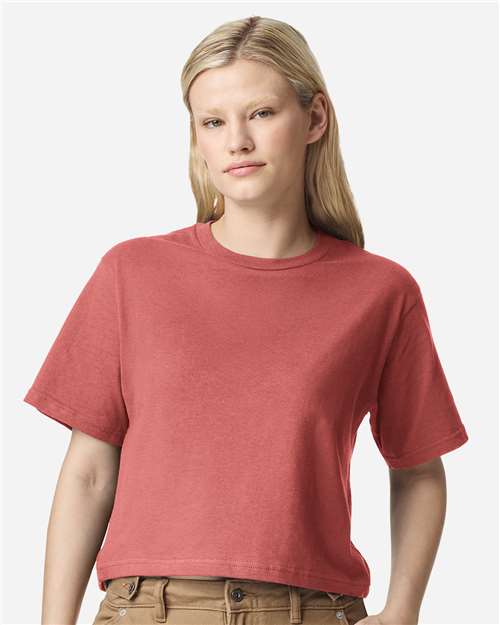American Apparel 102 Women's Fine Jersey Boxy Tee - Canyon - model front