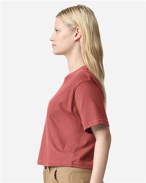 American Apparel 102 Women's Fine Jersey Boxy Tee - Canyon - model side