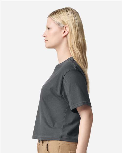 American Apparel 102 Women's Fine Jersey Boxy Tee - Asphalt - model side