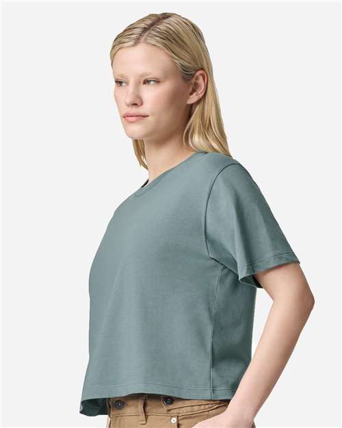 American Apparel 102 Women's Fine Jersey Boxy Tee - Arctic - model side