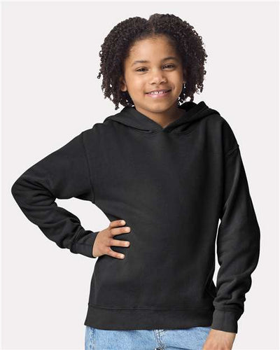 Comfort Colors 1467Y Youth Garment-Dyed Lightweight Hooded Sweatshirt - Black - model front