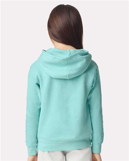 Comfort Colors 1467Y Youth Garment-Dyed Lightweight Hooded Sweatshirt - Chalky Mint - model back