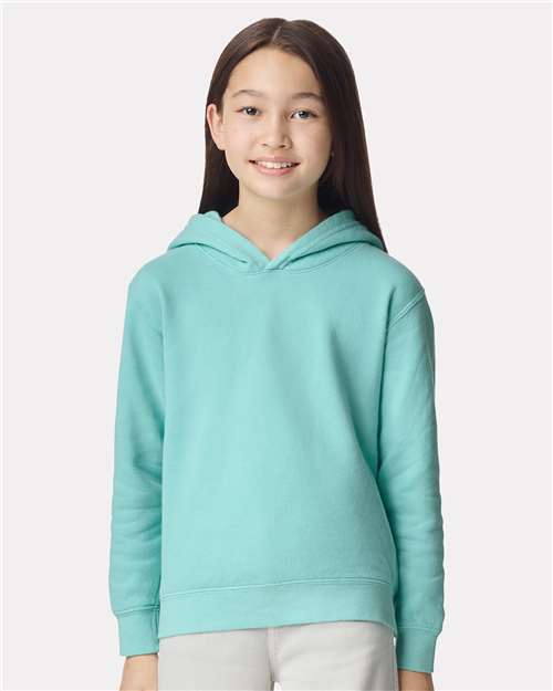 Comfort Colors 1467Y Youth Garment-Dyed Lightweight Hooded Sweatshirt - Chalky Mint - model front