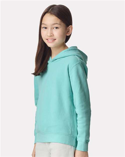 Comfort Colors 1467Y Youth Garment-Dyed Lightweight Hooded Sweatshirt - Chalky Mint - model side