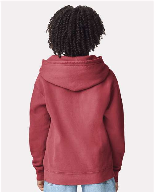 Comfort Colors 1467Y Youth Garment-Dyed Lightweight Hooded Sweatshirt - Crimson - model back