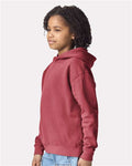 Comfort Colors 1467Y Youth Garment-Dyed Lightweight Hooded Sweatshirt - Crimson - model side