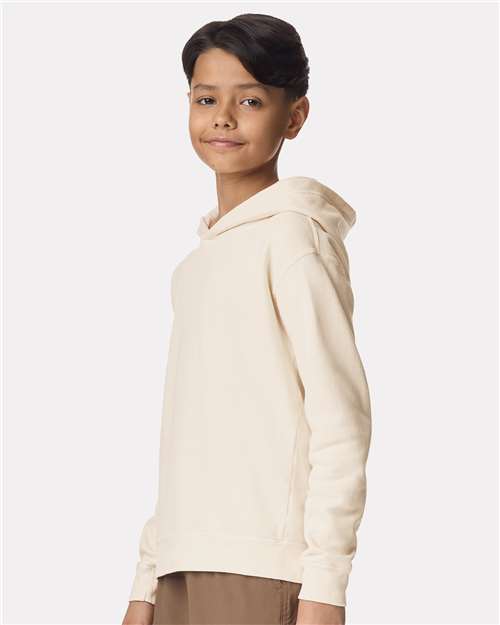 Comfort Colors 1467Y Youth Garment-Dyed Lightweight Hooded Sweatshirt - Ivory - model side