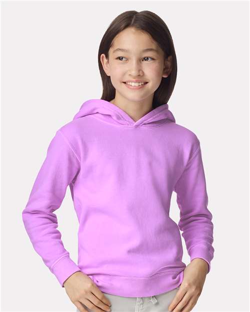Comfort Colors 1467Y Youth Garment-Dyed Lightweight Hooded Sweatshirt - Neon Violet - model front