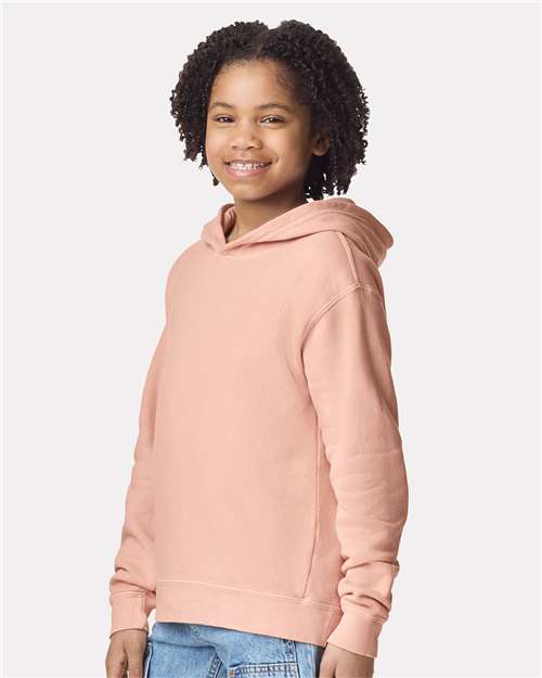 Comfort Colors 1467Y Youth Garment-Dyed Lightweight Hooded Sweatshirt - Peachy - model side