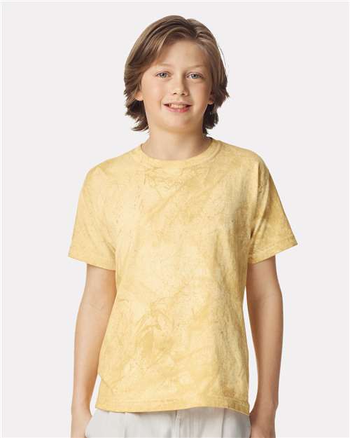 Comfort Colors 1745Y Youth Colorblast Heavyweight T-Shirt - Citrine - model front