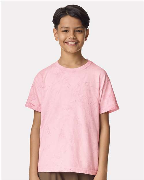 Comfort Colors 1745Y Youth Colorblast Heavyweight T-Shirt - Hibiscus - model front