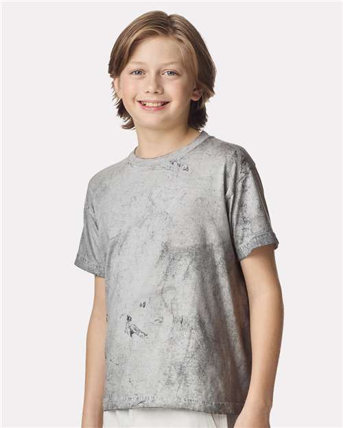 Comfort Colors 1745Y Youth Colorblast Heavyweight T-Shirt - Smoke - model side
