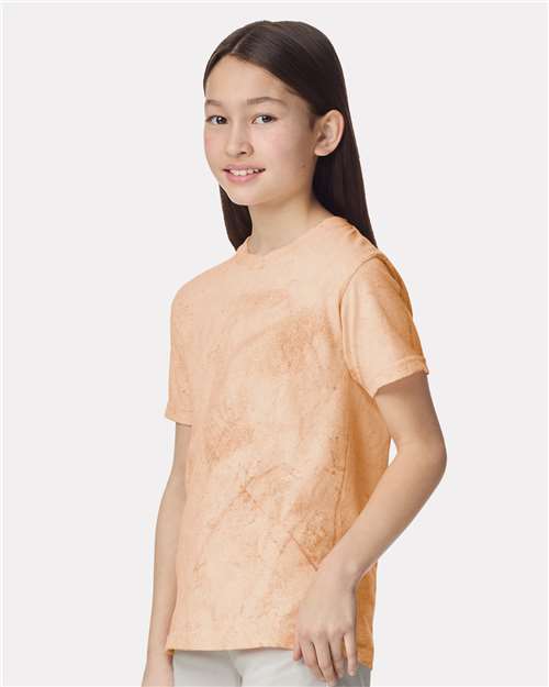 Comfort Colors 1745Y Youth Colorblast Heavyweight T-Shirt - Umber - model side