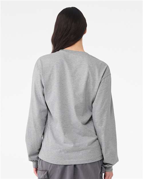 BELLA + CANVAS 3511 6 oz. Heavyweight Long Sleeve Tee - Athletic Heather - model back