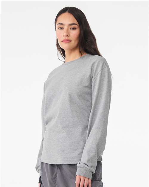 BELLA + CANVAS 3511 6 oz. Heavyweight Long Sleeve Tee - Athletic Heather - model side