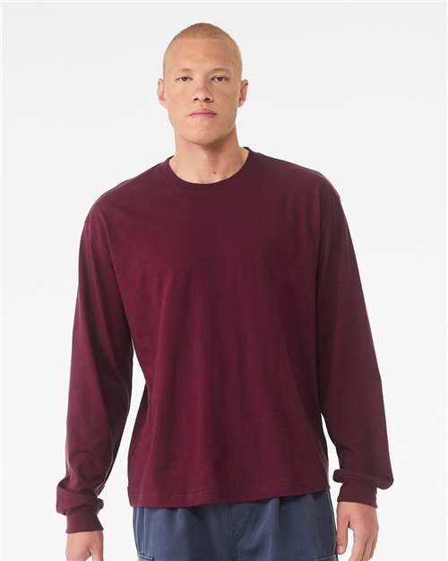 BELLA + CANVAS 3511 6 oz. Heavyweight Long Sleeve Tee - Maroon - model front