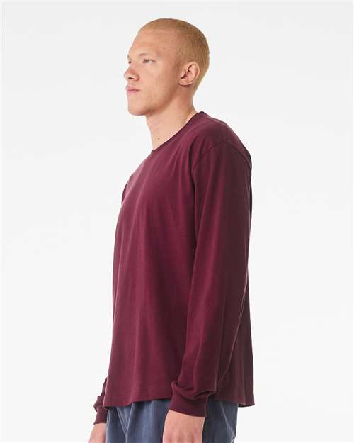 BELLA + CANVAS 3511 6 oz. Heavyweight Long Sleeve Tee - Maroon - model side