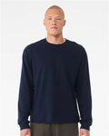 BELLA + CANVAS 3511 6 oz. Heavyweight Long Sleeve Tee - Navy - model front