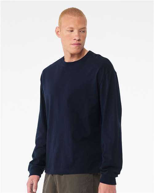 BELLA + CANVAS 3511 6 oz. Heavyweight Long Sleeve Tee - Navy - model side