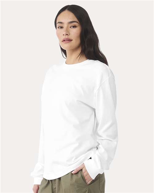 BELLA + CANVAS 3511 6 oz. Heavyweight Long Sleeve Tee - White - model side