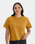 Next Level 7610 Women's Heavyweight Boxy T-Shirt - Antique Gold - model front