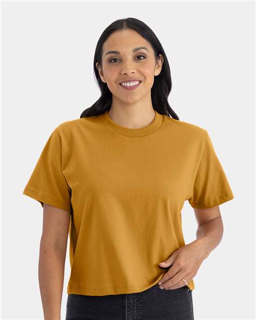 Next Level 7610 Women's Heavyweight Boxy T-Shirt - Antique Gold - model front