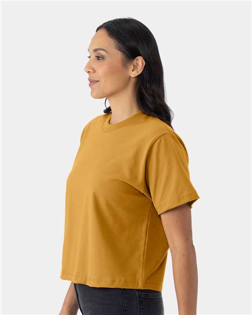 Next Level 7610 Women's Heavyweight Boxy T-Shirt - Antique Gold - model side
