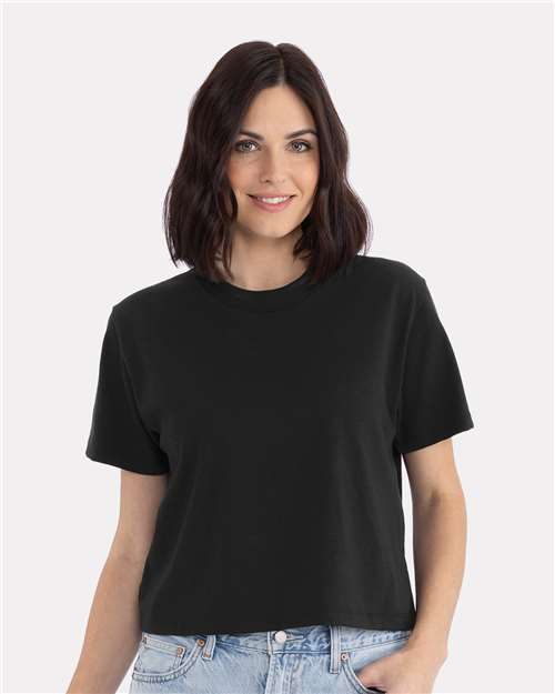Next Level 7610 Women's Heavyweight Boxy T-Shirt - Black - model front