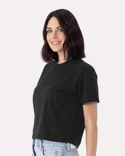 Next Level 7610 Women's Heavyweight Boxy T-Shirt - Black - model side