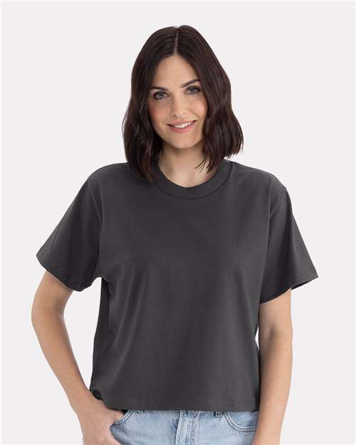 Next Level 7610 Women's Heavyweight Boxy T-Shirt - Graphite Black - model front