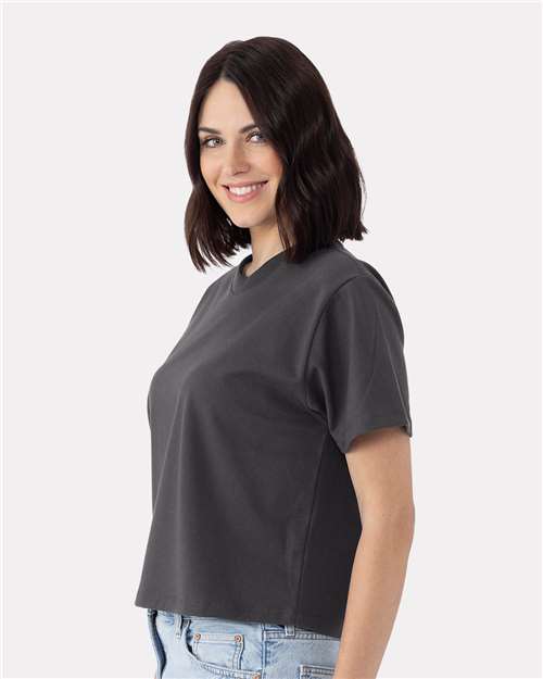 Next Level 7610 Women's Heavyweight Boxy T-Shirt - Graphite Black - model side