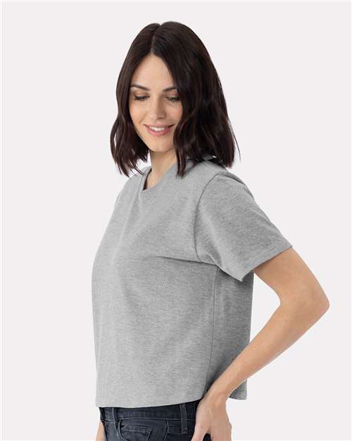 Next Level 7610 Women's Heavyweight Boxy T-Shirt - Heather Grey - model side