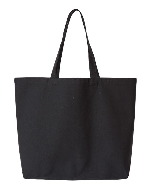 OAD OAD108R Jumbo Recycled Midweight Gusseted Canvas Tote - Recycled Black - front