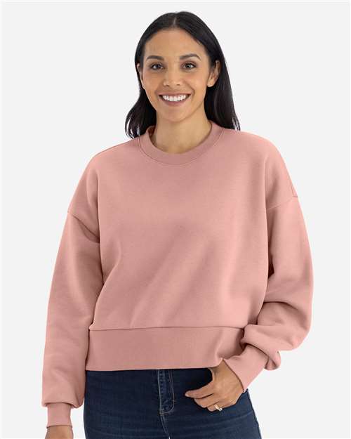 Next Level 9087 Women's Heavyweight Crewneck Sweatshirt - Desert Pink - model front