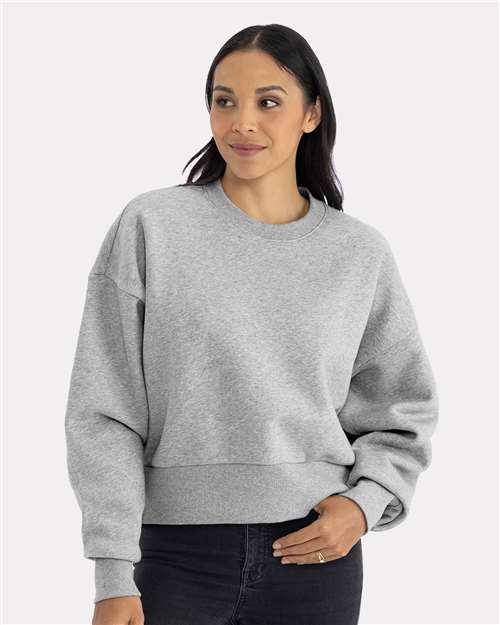 Next Level 9087 Women's Heavyweight Crewneck Sweatshirt - Heather Grey - model front