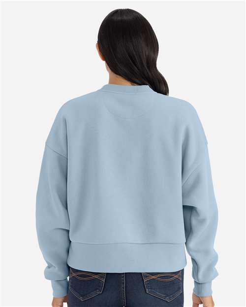 Next Level 9087 Women's Heavyweight Crewneck Sweatshirt - Stonewash Denim - model back