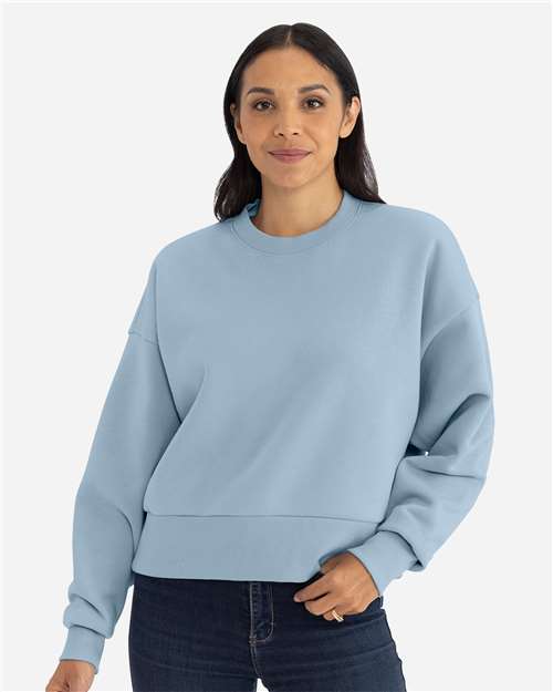Next Level 9087 Women's Heavyweight Crewneck Sweatshirt - Stonewash Denim - model front