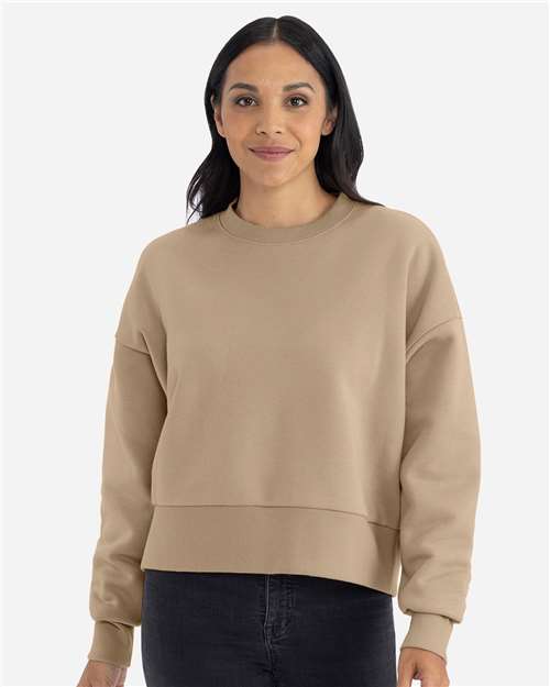 Next Level 9087 Women's Heavyweight Crewneck Sweatshirt - Tan - model front