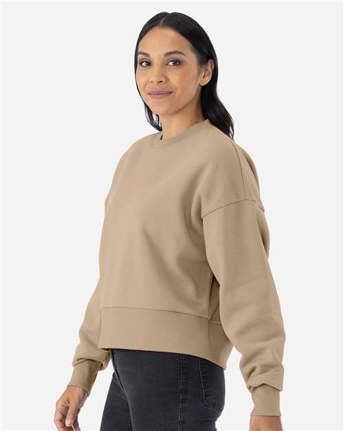 Next Level 9087 Women's Heavyweight Crewneck Sweatshirt - Tan - model side