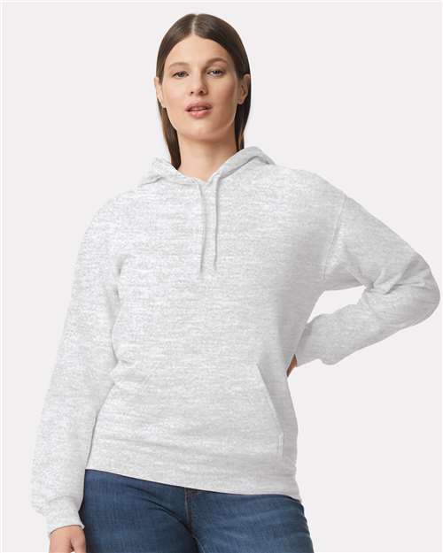 Gildan SF500 Unisex Softstyle Midweight Hooded Sweatshirt - Ash - model front