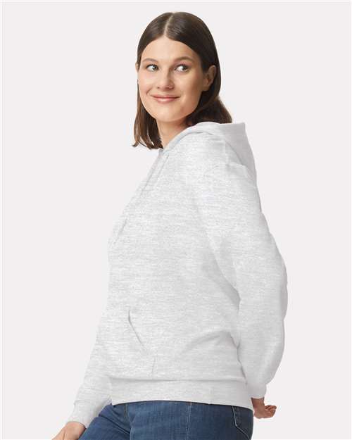 Gildan SF500 Unisex Softstyle Midweight Hooded Sweatshirt - Ash - model side