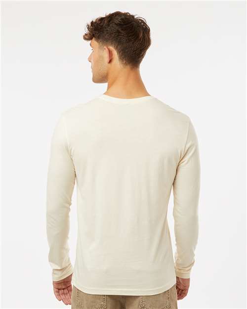 Next Level 3601 Unisex Cotton Long Sleeve T-Shirt - Natural - model back
