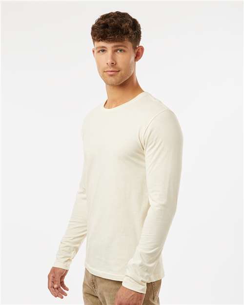 Next Level 3601 Unisex Cotton Long Sleeve T-Shirt - Natural - model side
