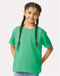 Gildan 64000B Youth Softstyle T-Shirt - Heather Irish Green - model front