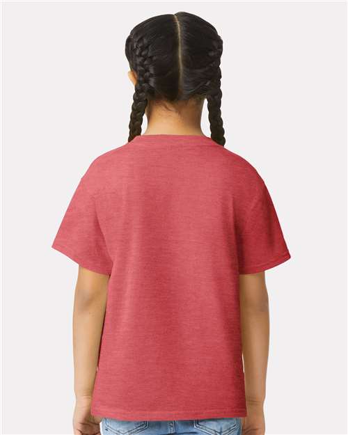 Gildan 64000B Youth Softstyle T-Shirt - Heather Red - model back