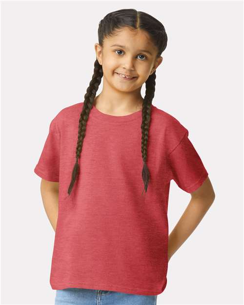 Gildan 64000B Youth Softstyle T-Shirt - Heather Red - model front