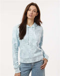 MV Sport W24105 Women's Maddie Floral Print Hooded Sweatshirt - Arctic Blue - model front